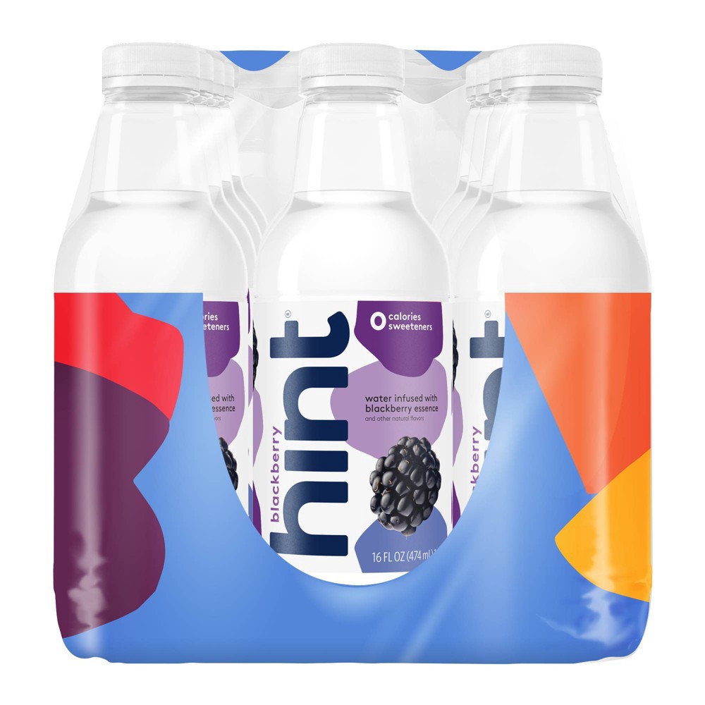 slide 9 of 11, hint Blue Variety Pack Flavored Water - Watermelon, Blackberry, Pineapple, and Cherry - 12pk/16 fl oz Bottles, 12 ct; 16 fl oz