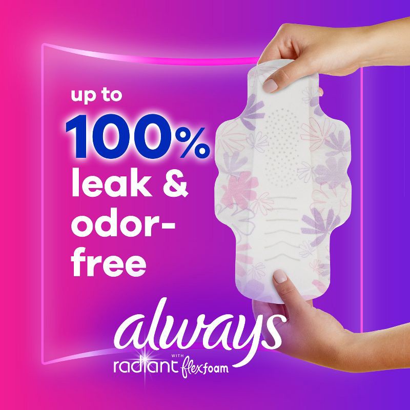 slide 2 of 8, Always Radiant Extra Heavy Flow Absorbency with Flex Foam Pads - Scented - Size 3 - 22ct, 22 ct