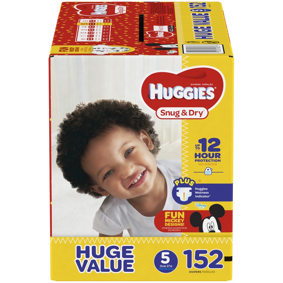 slide 1 of 1, Huggies Snug & Dry Diapers, Huge Pack (Choose Your Size), 152 ct