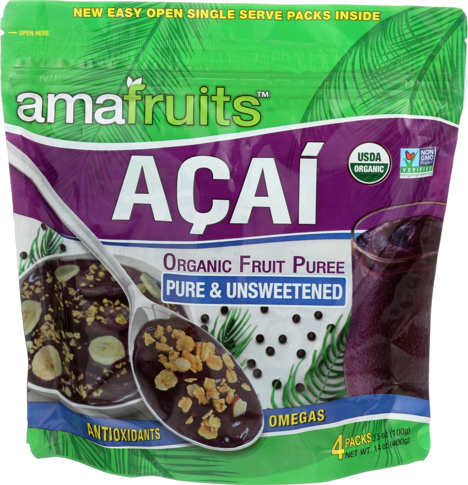 slide 1 of 1, Acai Pure And Unsweetened Organic Fruit Puree, 14 oz
