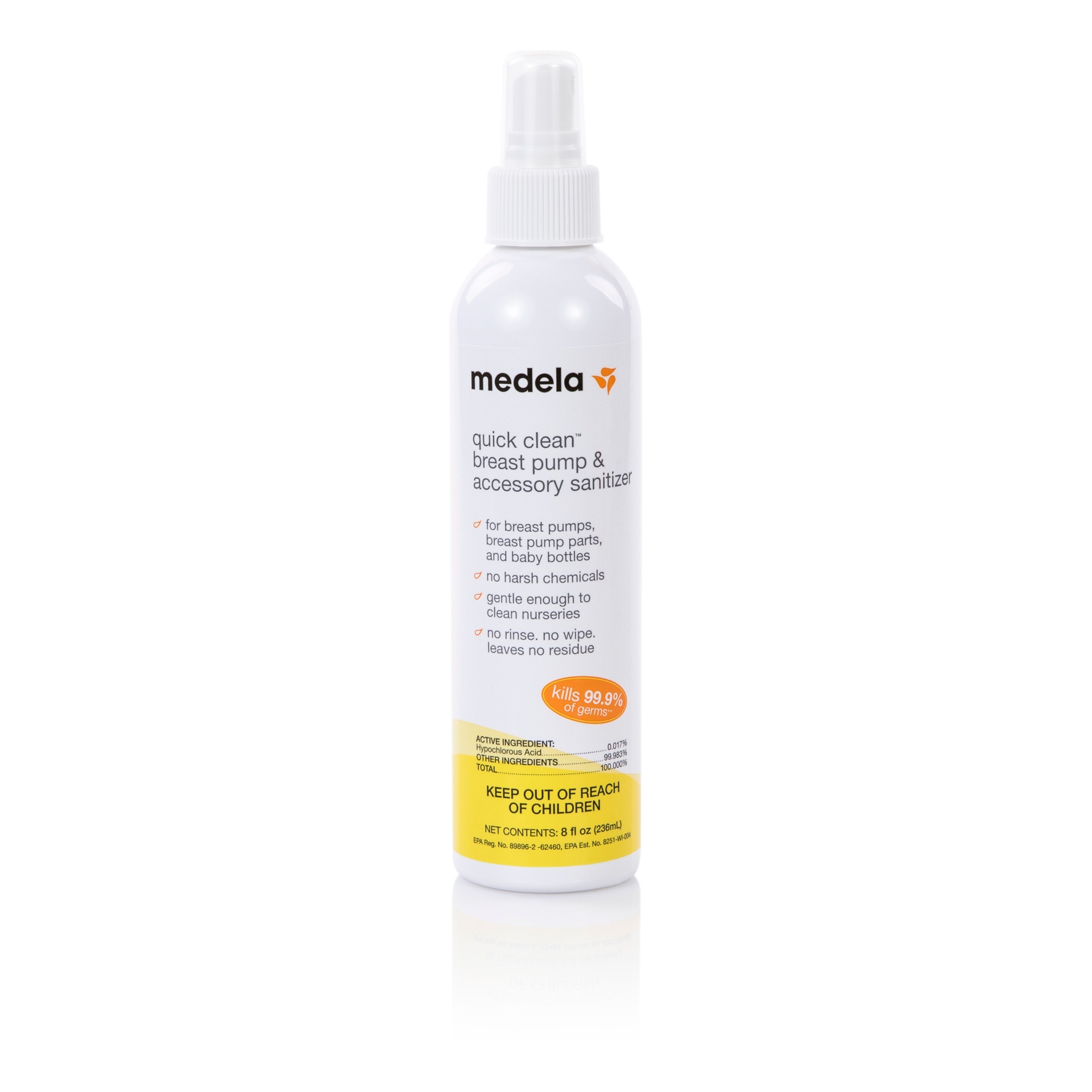 slide 1 of 3, Medela Quick Clean Breast Pump & Accessory Sanitizer Spray, 8 oz