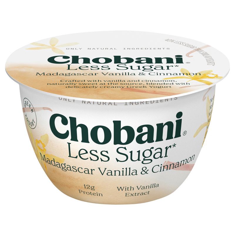 slide 7 of 8, Chobani Less Sugar Low-Fat Blended Madagascar Vanilla & Cinnamon Greek Yogurt - 5.3oz, 5.3 oz