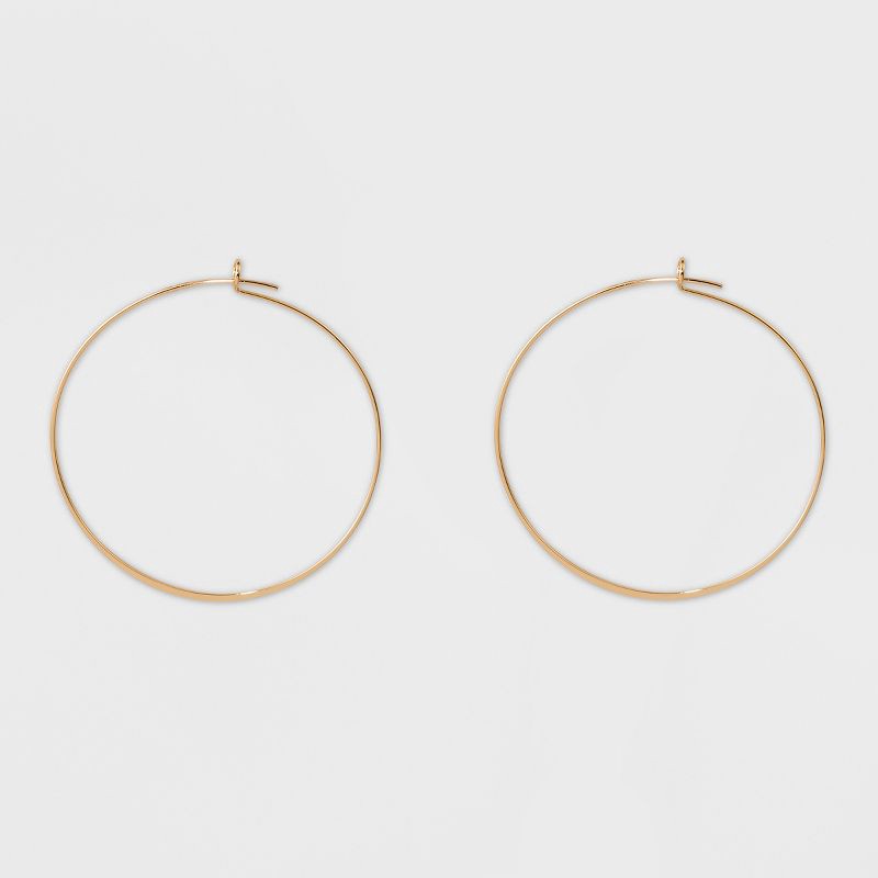 slide 1 of 1, Thin Medium Hoop Earrings - A New Day™ Gold: Brass Nickel-Free Metal, 2" Diameter, Lightweight Design, 1 ct