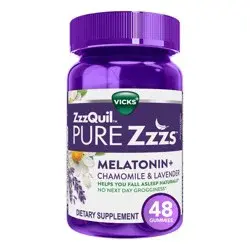 ZzzQuil Pure Zzzs Chamomile & Lavender Melatonin Gummies - Wildberry Vanilla - 48ct