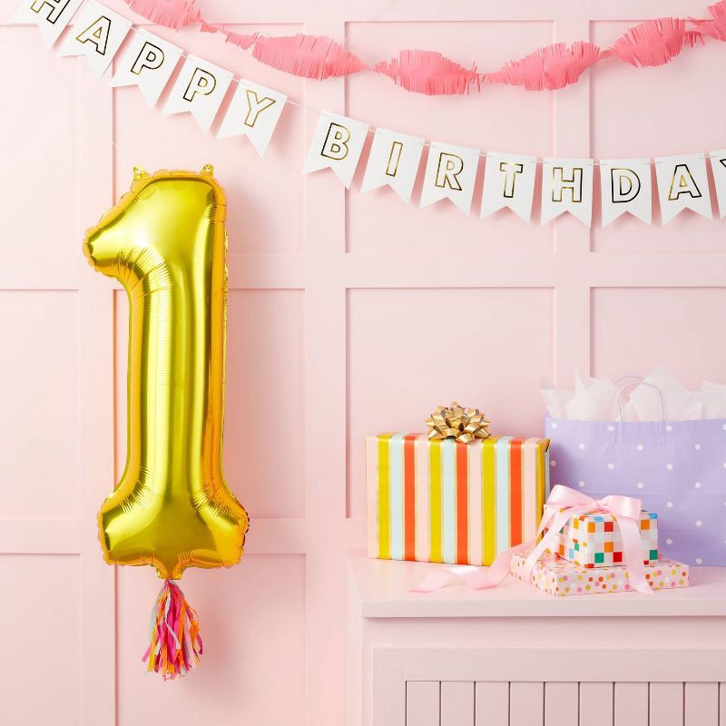 slide 2 of 4, 34" Number 0 Balloon - Spritz™: Light Gold Foil, Birthday Party Decor, Solid Pattern, All Ages, 1 ct