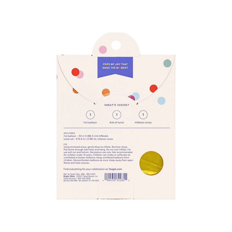 slide 3 of 4, 34" Number 0 Foil Balloon - Spritz™: Gold Birthday Decoration, Solid Pattern, All Ages, 1 ct