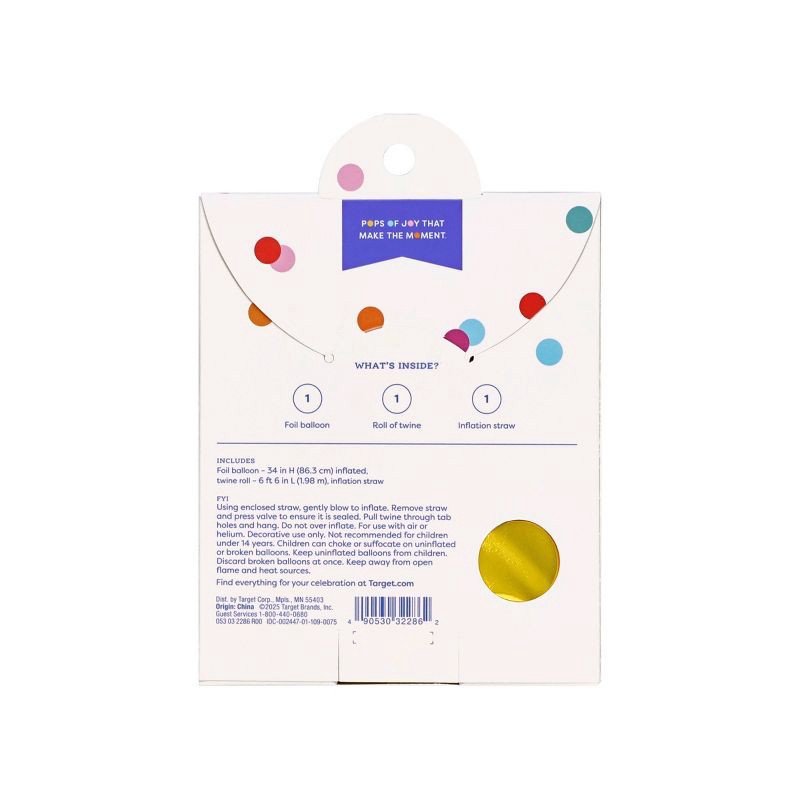 slide 3 of 4, 34" Number 1 Foil Balloon - Spritz™: Gold Birthday Decoration, Solid Pattern, All Ages, 1 ct