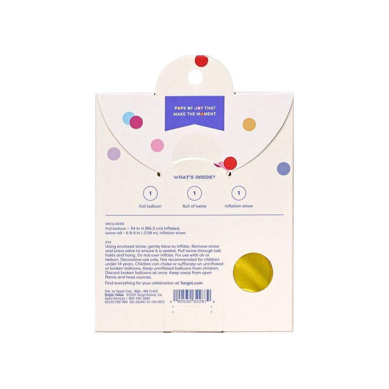 slide 3 of 4, 34" Number 2 Foil Balloon - Spritz™: Gold Birthday Decoration, Solid Pattern, All Ages, 1 ct