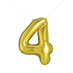 34" Number 4 Foil Balloon - Spritz™: Gold Birthday Decoration, Solid Pattern, All Ages