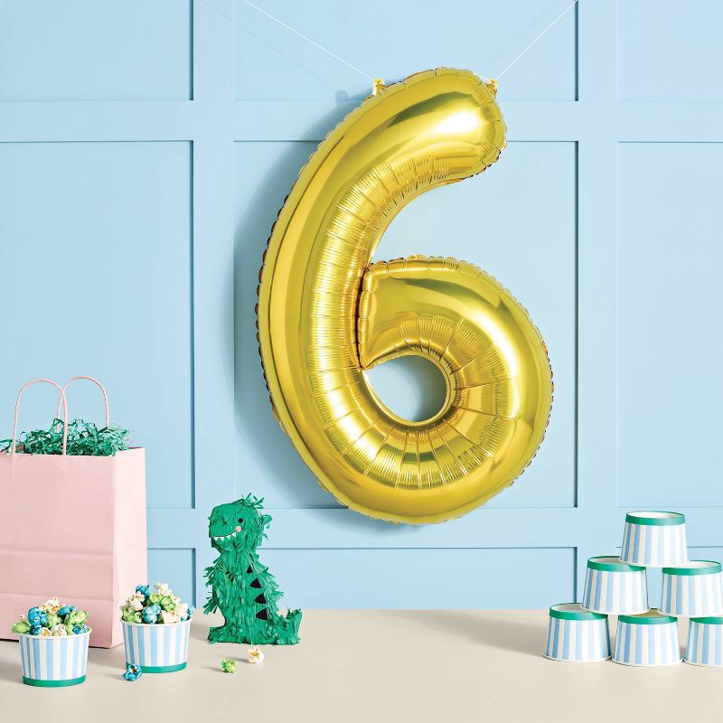 slide 2 of 4, 34" Number 6 Foil Balloon - Spritz™. Gold Birthday Decoration, Solid Pattern, All Ages, 1 ct
