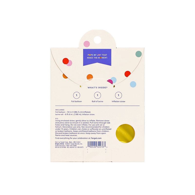 slide 3 of 4, 34" Number 6 Foil Balloon - Spritz™. Gold Birthday Decoration, Solid Pattern, All Ages, 1 ct