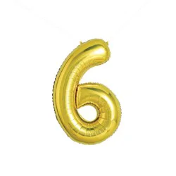 34" Number 6 Foil Balloon - Spritz™. Gold Birthday Decoration, Solid Pattern, All Ages