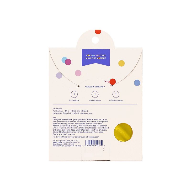 slide 3 of 4, 34" Number 7 Foil Balloon - Spritz™: Gold Birthday Decoration, Solid Pattern, All Ages, 1 ct