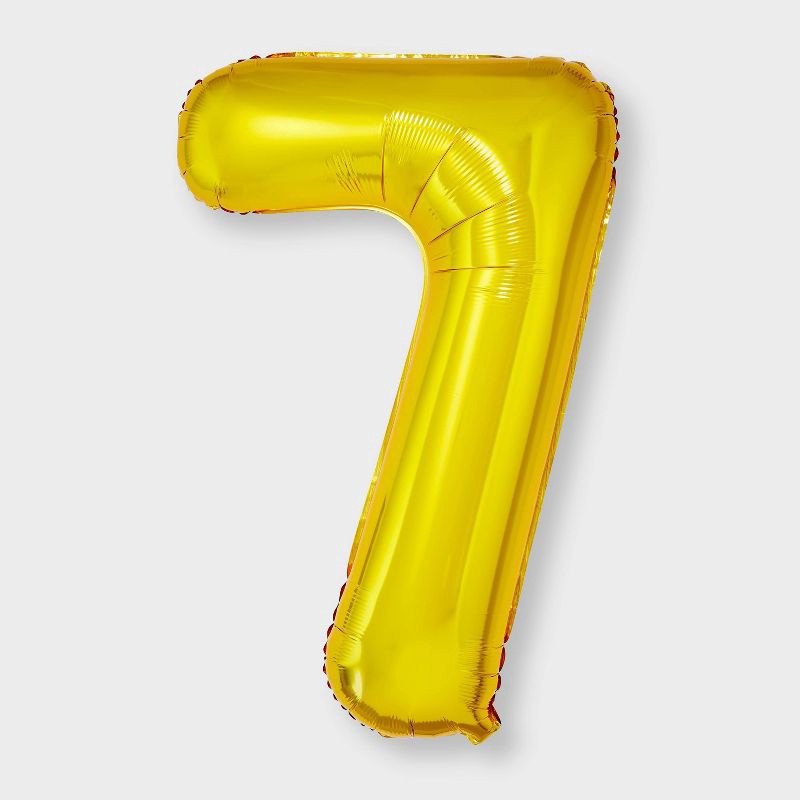 slide 1 of 4, 34" Number 7 Foil Balloon - Spritz™: Light Gold Party Supplies, Birthday Decor, Solid Pattern, All Ages, 1 ct