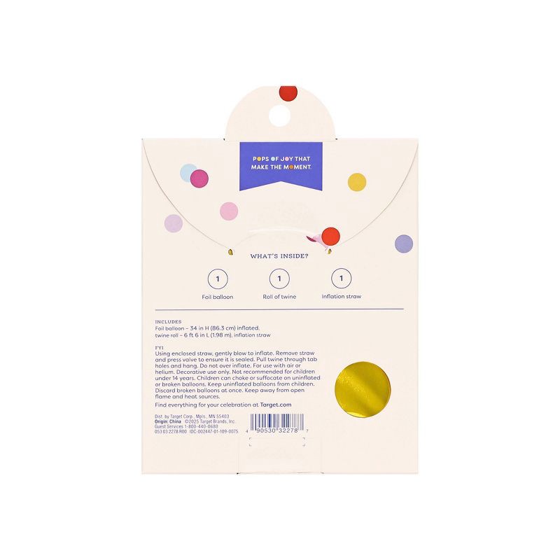 slide 3 of 4, 34" Number 8 Foil Balloon - Spritz™: Gold Birthday Decoration, Solid Pattern, All Ages, 1 ct