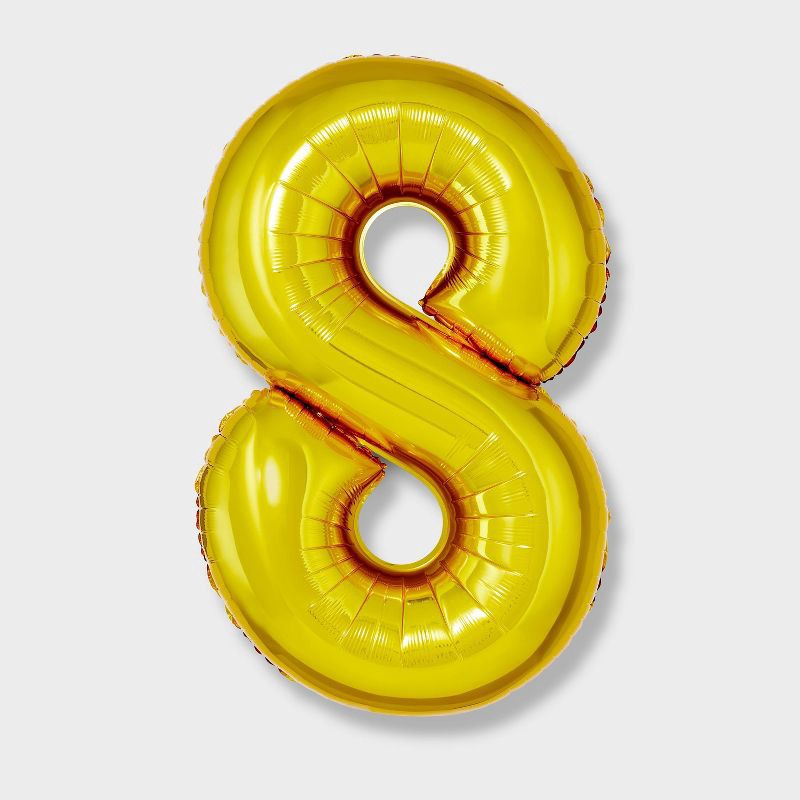 slide 1 of 4, 34" Number 8 Foil Balloon - Spritz™: Light Gold Birthday Decoration, Solid Pattern, All Ages, 1 ct