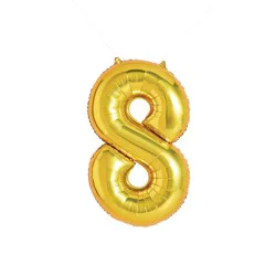 34" Number 8 Foil Balloon - Spritz™: Gold Birthday Decoration, Solid Pattern, All Ages
