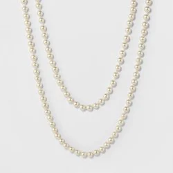 Long Faux Pearl Necklace - A New Day™ Silver/White: 60-Inch Beaded Jewelry with 3-Inch Extender, Glass and Plastic Material