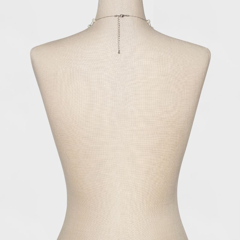 slide 3 of 3, Short Faux Pearl Chain Necklace - A New Day™ Silver: Lobster Claw Clasp, Glass Brass Zinc, 18" with 3" Extender, 1 ct