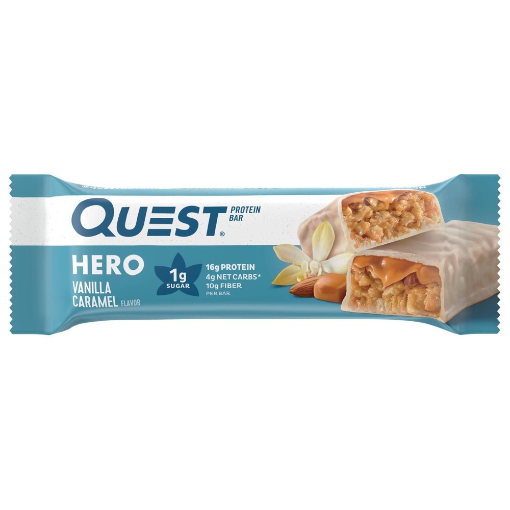 slide 3 of 6, Quest Hero Protein Bar Vanilla Caramel, 4 ct