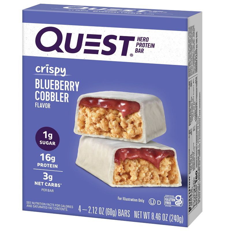 slide 2 of 7, Quest Nutrition 18g Crispy Protein Bar - Blueberry Cobbler - 4ct, 18 gram, 4 ct