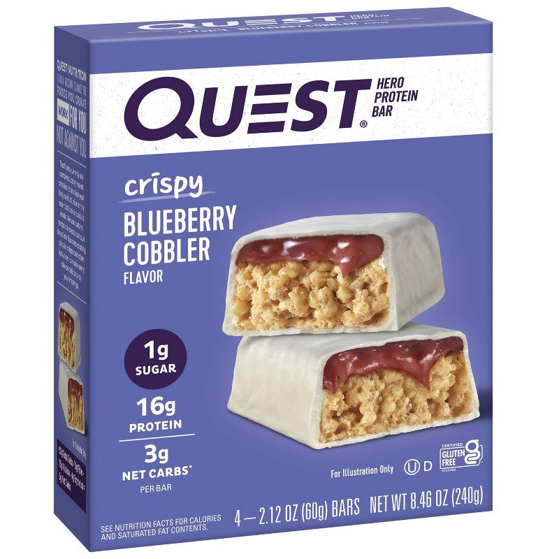 slide 3 of 7, Quest Nutrition 18g Crispy Protein Bar - Blueberry Cobbler - 4ct, 18 gram, 4 ct