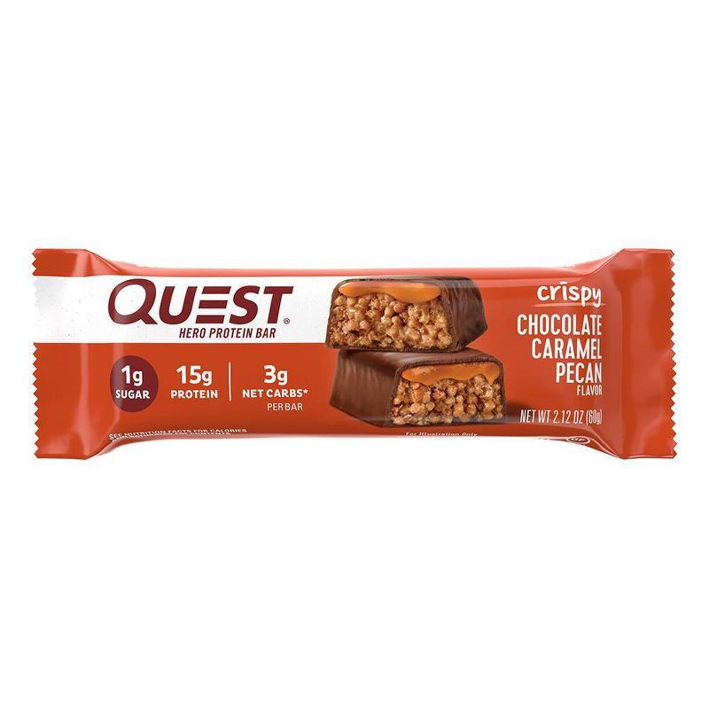 slide 2 of 5, Quest Nutrition 18g Crispy Hero Protein Bar - Chocolate Caramel Pecan - 4ct, 18 gram, 4 ct