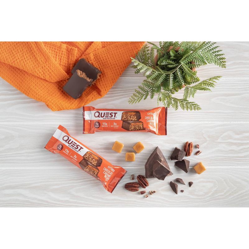 slide 4 of 5, Quest Nutrition 18g Crispy Hero Protein Bar - Chocolate Caramel Pecan - 4ct, 18 gram, 4 ct