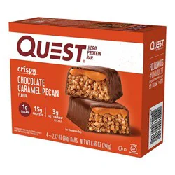 Quest Nutrition Crispy Hero Chocolate Caramel Pecan Whey Protein Bars - 18g Protein - 4ct