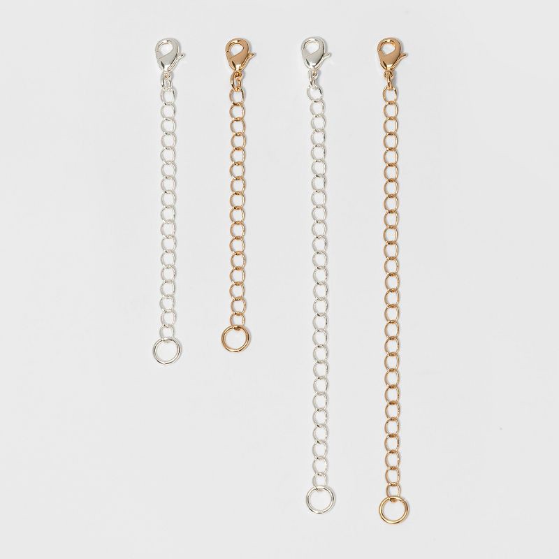slide 1 of 1, Chain Extenders For Necklace 4pc - A New Day™ Silver/Gold: Jewelry Accessories, Lobster Claw Clasp, 4 ct