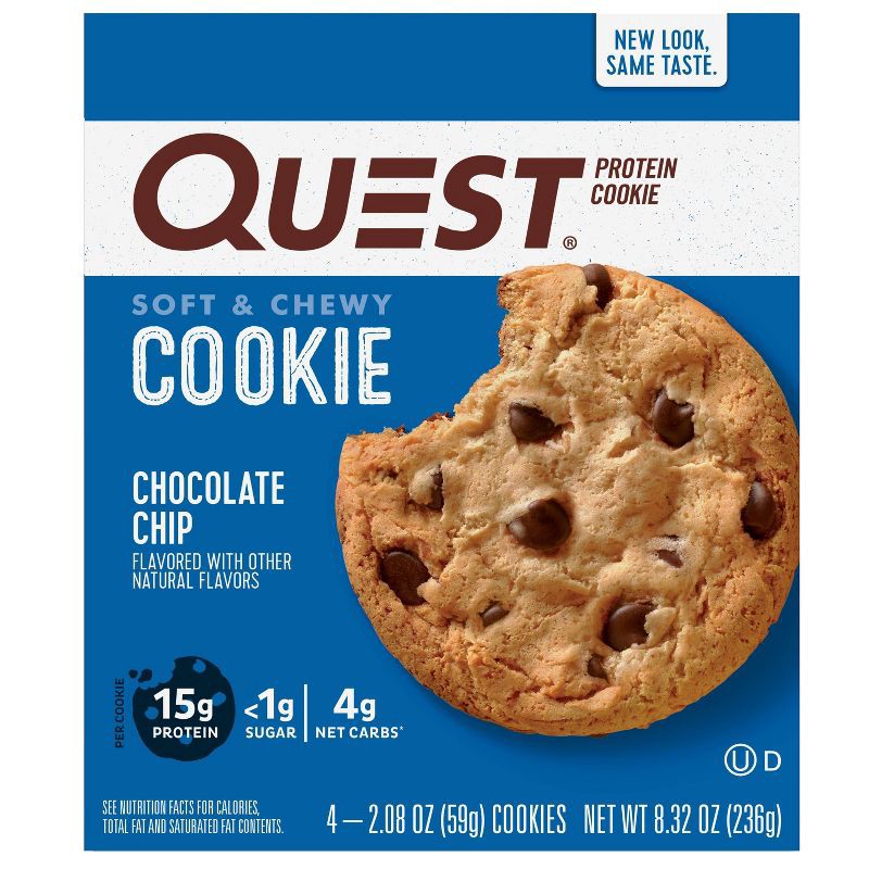 slide 2 of 7, Quest Nutrition 15g Protein Cookie - Chocolate Chip Cookie - 4ct (Product May Vary), 8.32 oz