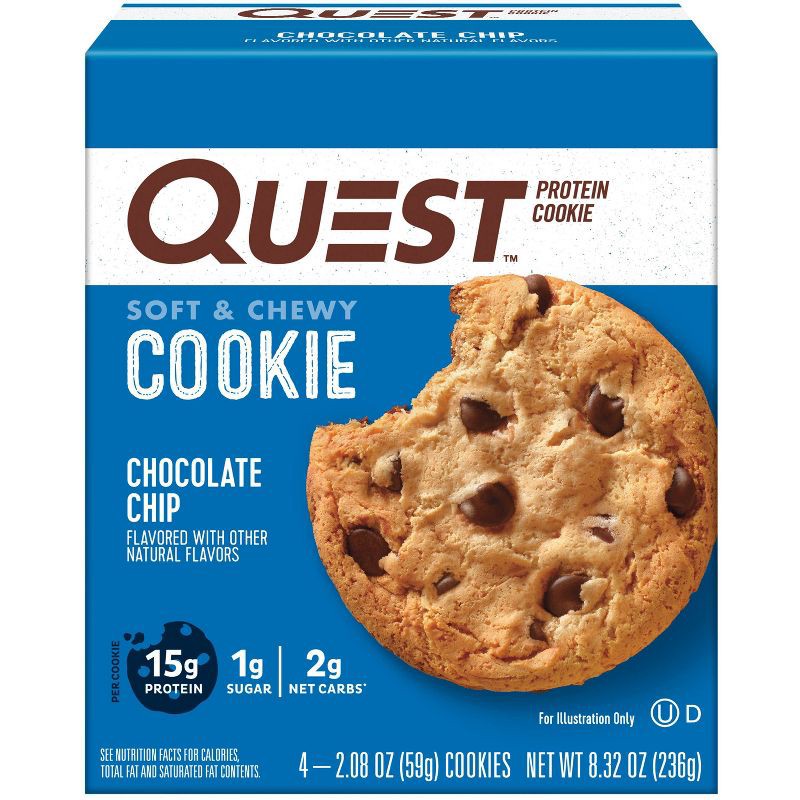 slide 1 of 7, Quest Nutrition 15g Protein Cookie - Chocolate Chip Cookie - 4ct (Product May Vary), 8.32 oz