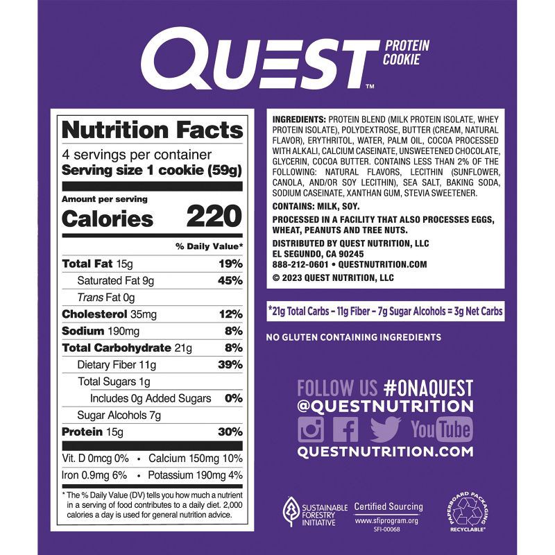 slide 3 of 7, Quest Nutrition Protein Cookie - Double Chocolate Chip - 4ct, 4 ct