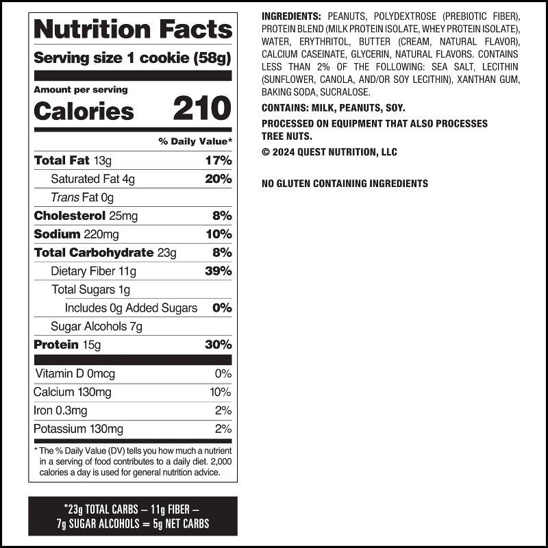 slide 9 of 9, Quest Nutrition Protein Cookie - Peanut Butter - 4ct, 4 ct