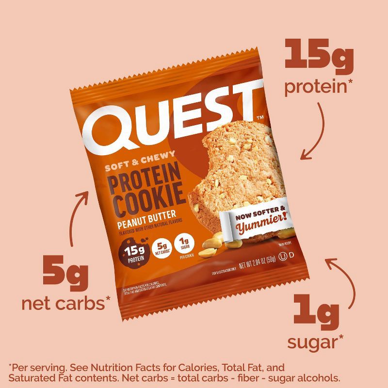 slide 6 of 9, Quest Nutrition Protein Cookie - Peanut Butter - 4ct, 4 ct