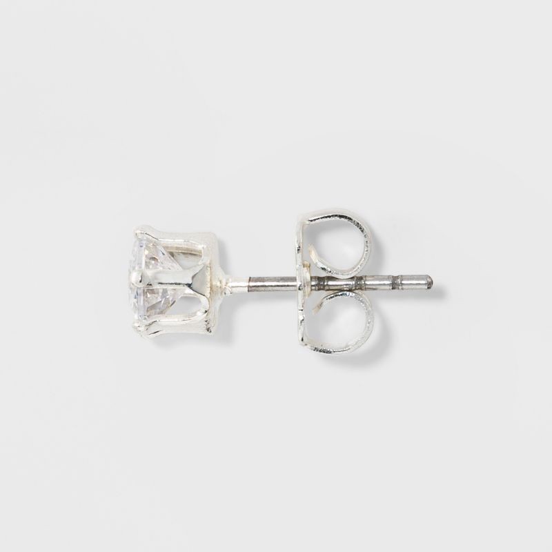 slide 2 of 2, Stud Earring Set 3pk - A New Day™ Silver/White: Hypoallergenic, Glass & Brass Material, 3 ct