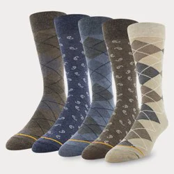 GOLDTOE Signature Collection Signature Gold by GOLDTOE Men's Argyle Crew Socks 5pk - Oatmeal 6-12.5
