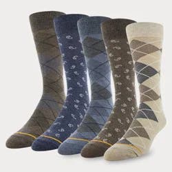 GOLDTOE Signature Collection Signature Gold by GOLDTOE Men's Argyle Crew Socks 5pk - Oatmeal 6-12.5