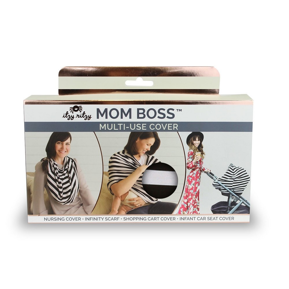 slide 2 of 3, Itzy Ritzy Mom Boss 4in1 Nursing Cover - Black/White Stripe, 1 ct