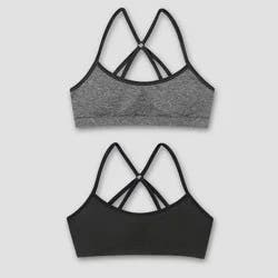 Hanes Girls' 2pk Seamless Foam Strappy Back Wirefree Bralette - Gray/Black M