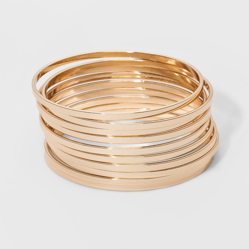 slide 1 of 28, Bangle Bracelet 10pc - A New Day™ Gold: Iron Material, Continuous Closure, One Size Fits Most, 10 ct