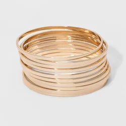 Bangle Bracelet 10pc - A New Day™ Gold: Iron Material, Continuous Closure, One Size Fits Most
