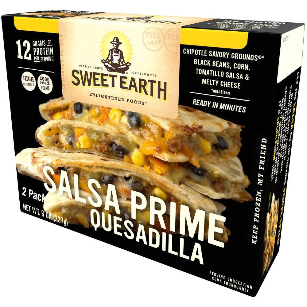 slide 3 of 3, SWEET EARTH NATURAL FOODS Sweet Earth Salsa Prime Frozen Quesadilla, 0.8 oz, 2 ct