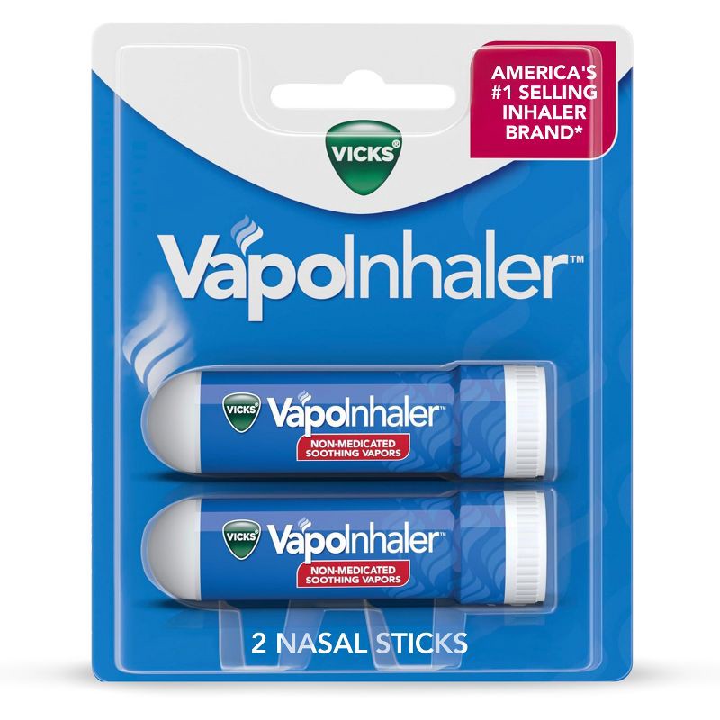 slide 1 of 8, Vicks VapoInhaler Non-Medicated Portable Nasal Inhaler - 2ct: Camphor Primary Active Ingredient, 2 ct