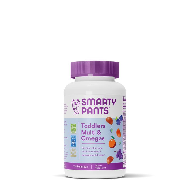 slide 3 of 12, SmartyPants Toddler Multi & Omega 3 Fish Oil Gummy Vitamins with D3, C & B12 - 70 ct, 12 x 70 ct