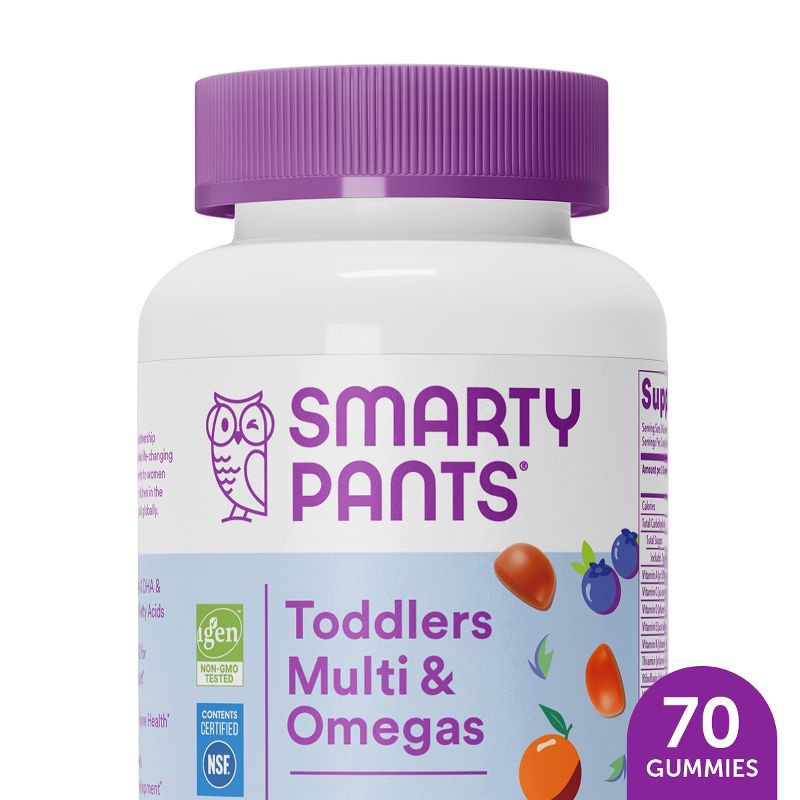 slide 1 of 12, SmartyPants Toddler Multi & Omega 3 Fish Oil Gummy Vitamins with D3, C & B12 - 70 ct, 12 x 70 ct