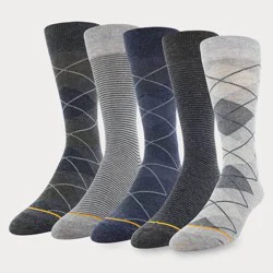 GOLDTOE Signature Collection Signature Gold by GOLDTOE Men's Argyle Crew Socks 5pk - Gray