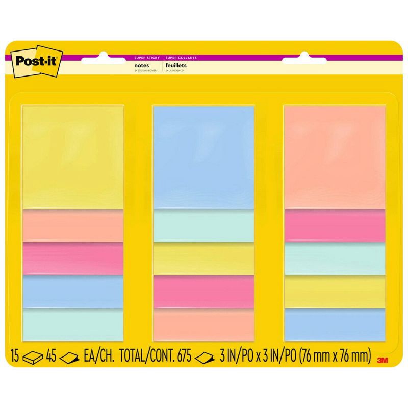 slide 15 of 15, Post-it 15pk 3"x3" Super Sticky Notes, 15 ct