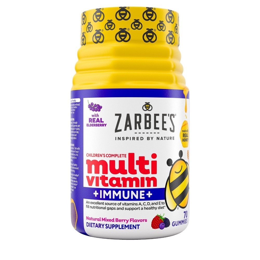 slide 3 of 7, Zarbee's Naturals Children's Complete Multivitamin + Immune Gummies - Natural Mixed Berry - 70ct, 70 ct