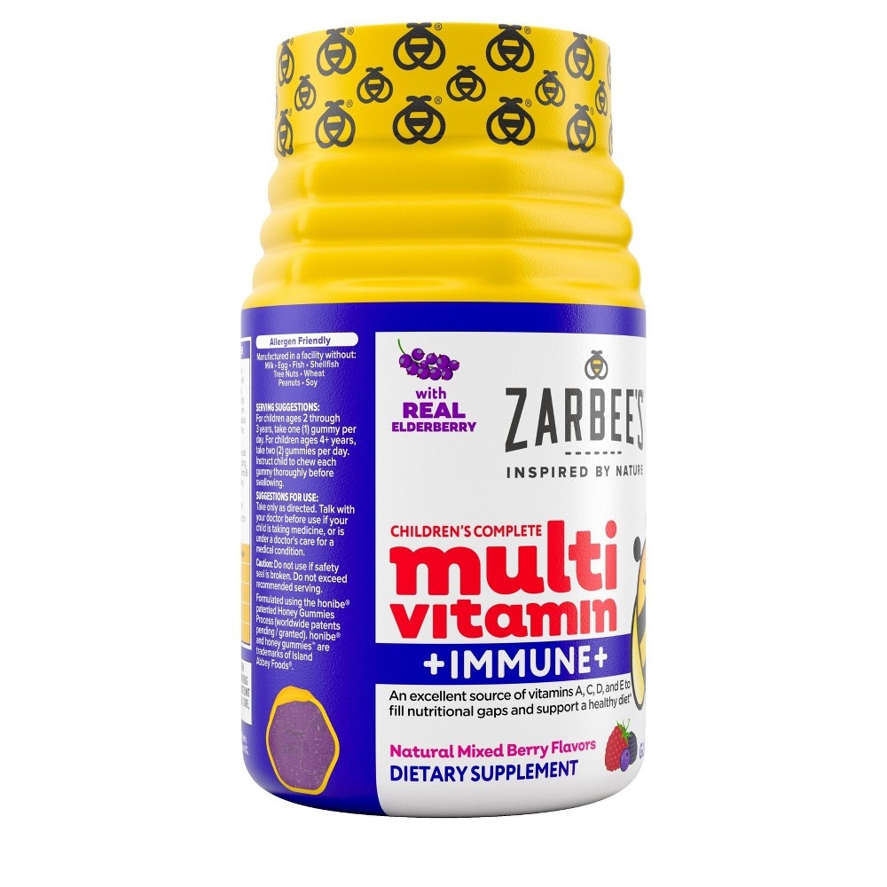 slide 4 of 7, Zarbee's Naturals Children's Complete Multivitamin + Immune Gummies - Natural Mixed Berry - 70ct, 70 ct